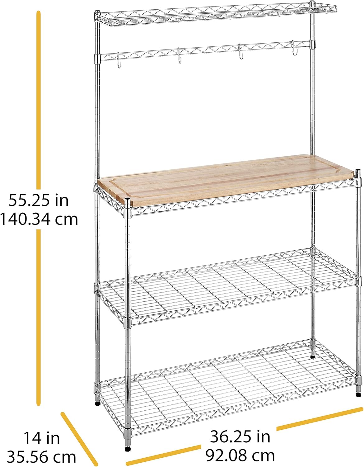 Whitmor Supreme Baker’s Rack with Food Safe Removable Wood Cutting Board - Chrome: Home & Kitchen