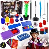 Magic Kit, Magic Tricks Includes Magic Wand and Magician Costume, Exciting Starter Magic Set Gift for Boys Girls Ages 6-12, Magic Tricks for kids, Perfect for Christmas, Halloween, and Birthday