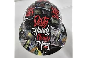 Wet Works Imaging Customized Pyramex Full Brim Dirty Hands Clean Money Hard Hat with Ratcheting Suspension