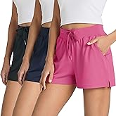 Real Essentials 3 Pack: Women's Athletic Running Shorts - Hiking Gym Yoga Workout Casual Lounge with Pockets (Plus Available)