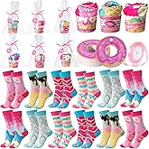 Chuarry 12 Pairs Valentine's Day Cupcake Socks Bulk, Funny Donut Ice Cream Socks for Women Girl, DIY Gift with Gift Boxes Cupcake