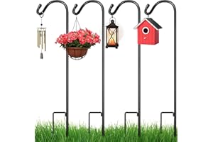 Best Choice Products 65in Set of 4 Shepherd Hooks Outdoor Metal Adjustable Garden Hooks for Hanging Pots, Solar Lights & Lanterns, Bird Feeders, Wedding Decor w/ 2-Prong Base, 0.5in Diameter – Black