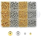 Looconi 1740pcs Spacer Beads 4mm and 6mm,Gold and Silver Assorted Round Beads for Bracelet Jewelry Making