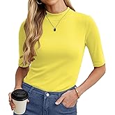 PrinStory Womens Tops Summer Short Sleeve Shirts Business Dressy Casual Pullover Tops for Women 2025 Trendy