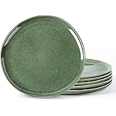AmorArc Ceramic Dinner Plates Set of 6, 10.5 Inch Handmade Reactive Glaze Stoneware Plates, Rustic Shape Dinnerware Dish Set for Kitchen, Microwave & Dishwasher Safe, Scratch Resistant
