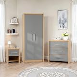 Seconique Seville Bedroom Set Grey Gloss Light Oak Wardrobe Furniture view 6