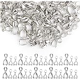 AUEAR, 120 Pack Silver Pinch Clip Bail Clasp Bead Pendant Connectors Metal Buckle Jewelry Findings for Necklace Earring Bracelet Making