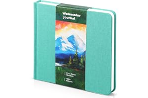 Dispowreath 5.5" x 5.5" Watercolor Sketchbook Journal Square Watercolor Notebook Cold Press 140lb 300gsm Cotton Paper 48 Pages Journals Notebook Paper Pads End of The Year Gifts(Turquoise,5.5x5.5 in)