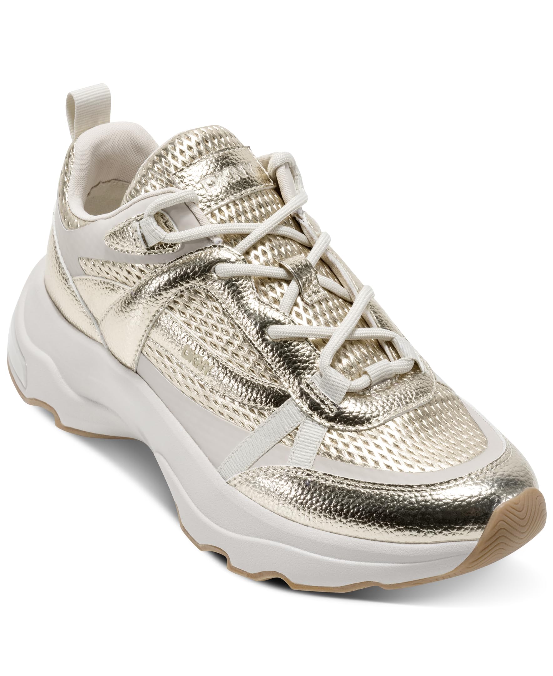 DKNY Women’s Sneaker, White Gold, 10