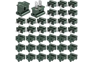 Fovths 36 Pieces Christmas Male and Female SPT-2 Vampire Plugs Light Slip Zip Plug Green Gilbert Plugs Electrical Light End Plug for Xmas Holiday Outdoor Indoor Lighting, 18 Female+18 Male