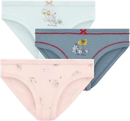 Petit Bateau – Lot De 3 Culottes Fille – Taille 10 Ans – Côte 1x1 – Unie, Rayée Et Imprimé Cœurs