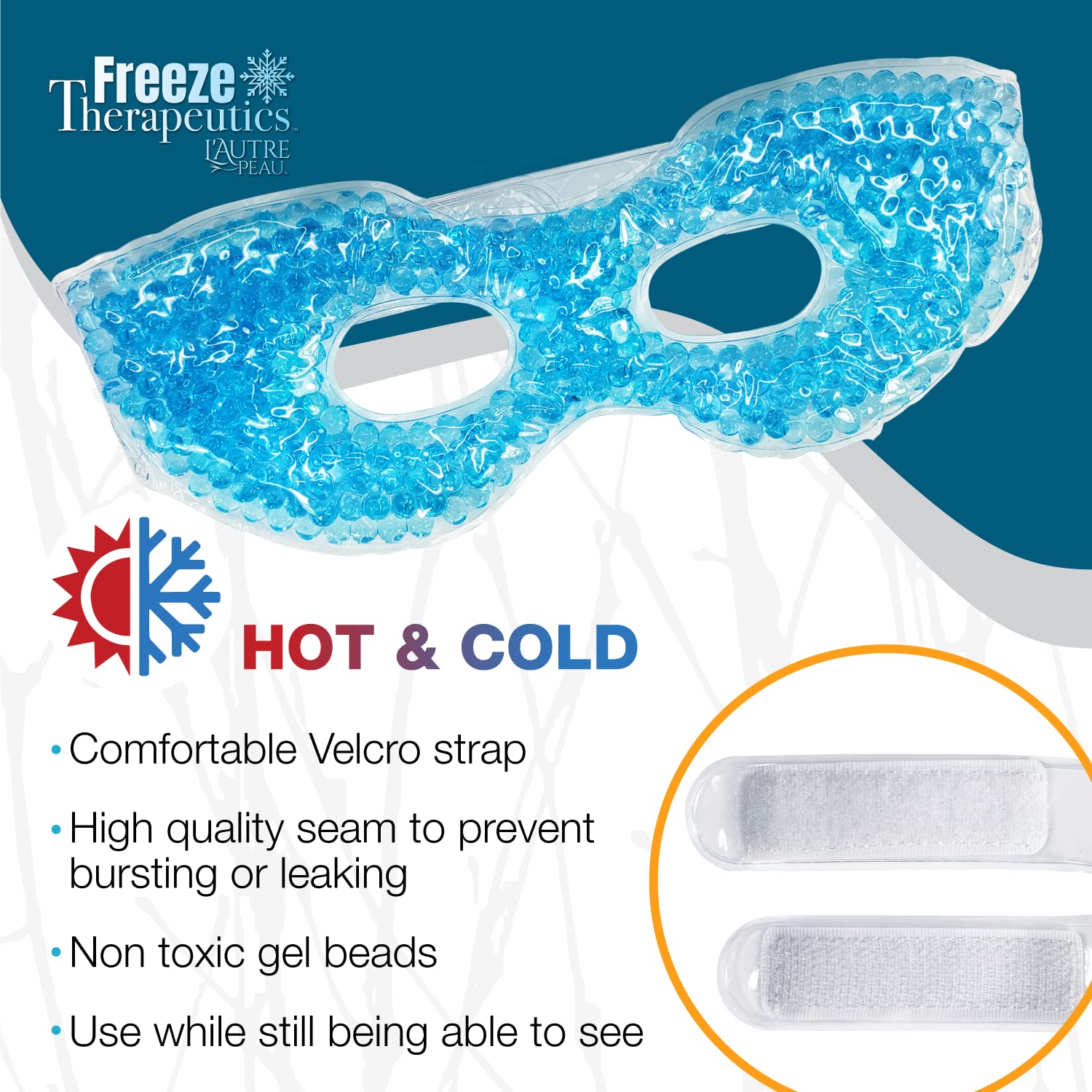 USA Merchant - 2 Redesigned Therapeutic Spa Gel Bead Eye Masks - Hot/Cold Reusable Ice Packs with Flexible Beads - Compress Therapy for Puffy Eyes, Dark Circles, Headaches, Migraines, Stress Relief