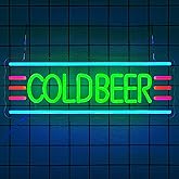 Xixkilly Cold Beer Neon Sign Bar Neon Light Sign for Man Cave Beer Neon Light Sign Letter Led Sign for Pub Bedroom Store Club Bistro Wall Decor