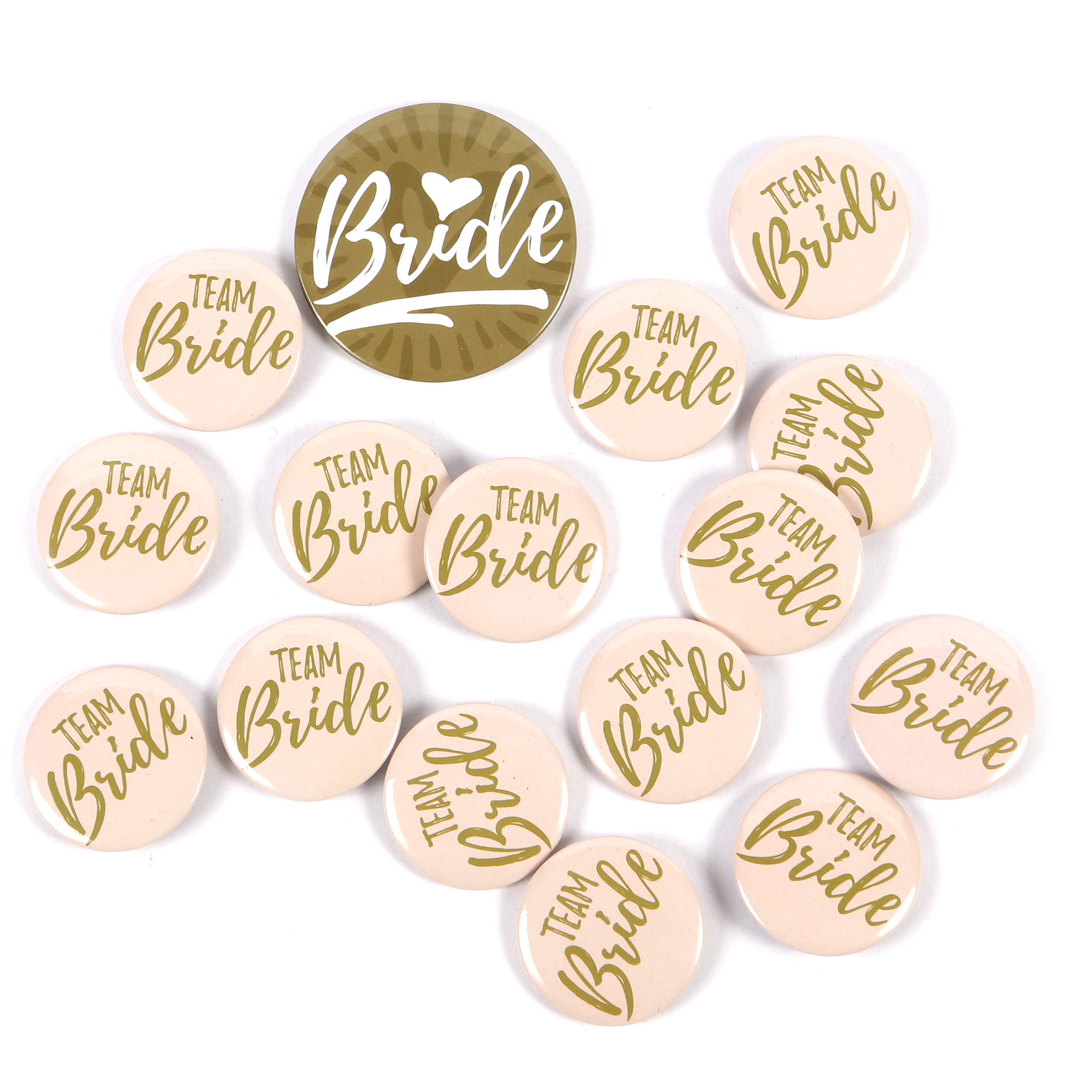chicChick NEW Hen Do Badges Rose Gold, Pack of 16 (15 x Team Bride, 1 x Bride), Perfect Hen Party Gift Bag Fillers, ROSE GOLD