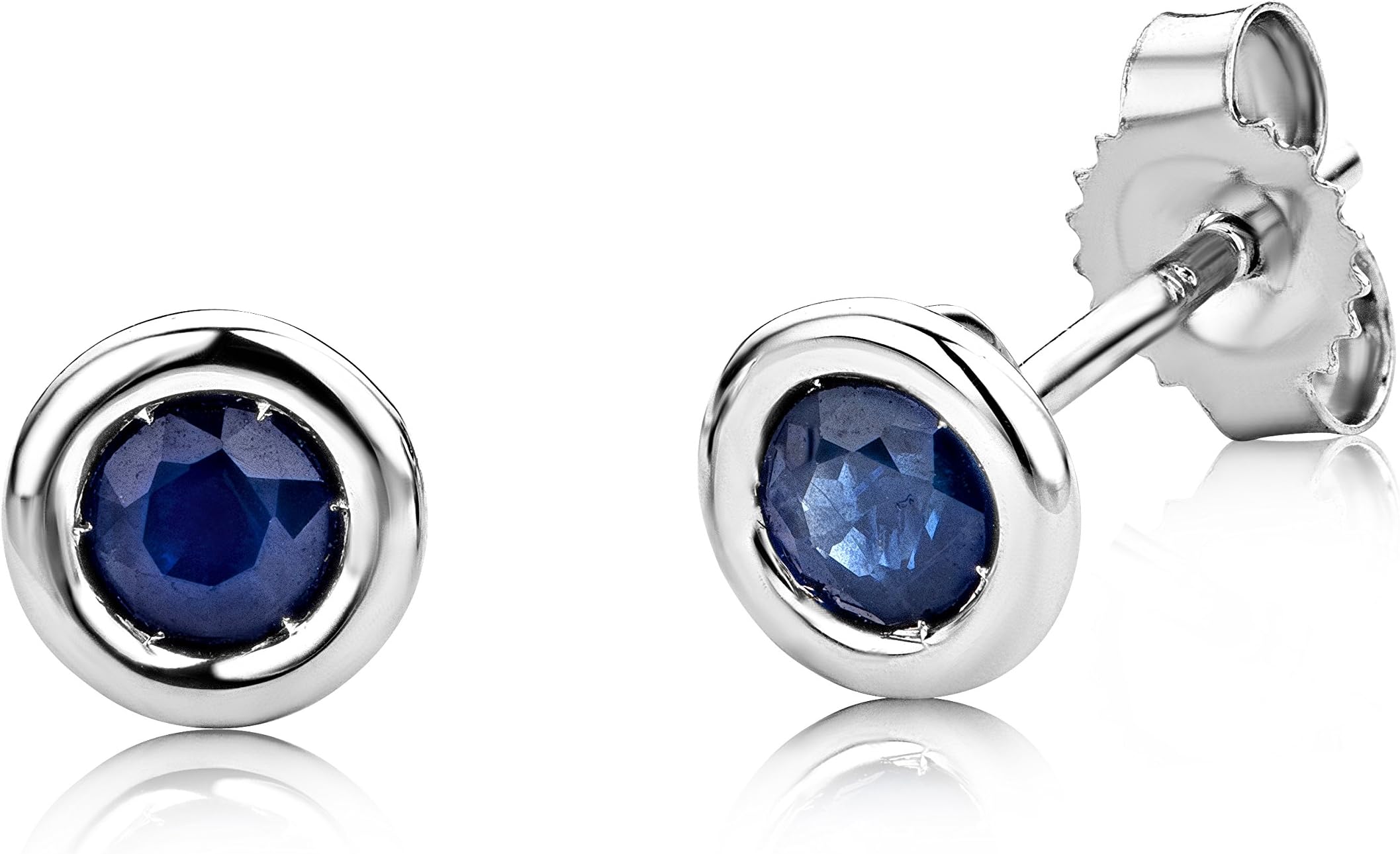 MIOREEarrings Women studs Blue Sapphire White Gold 9 Kt / 375 Solitaire