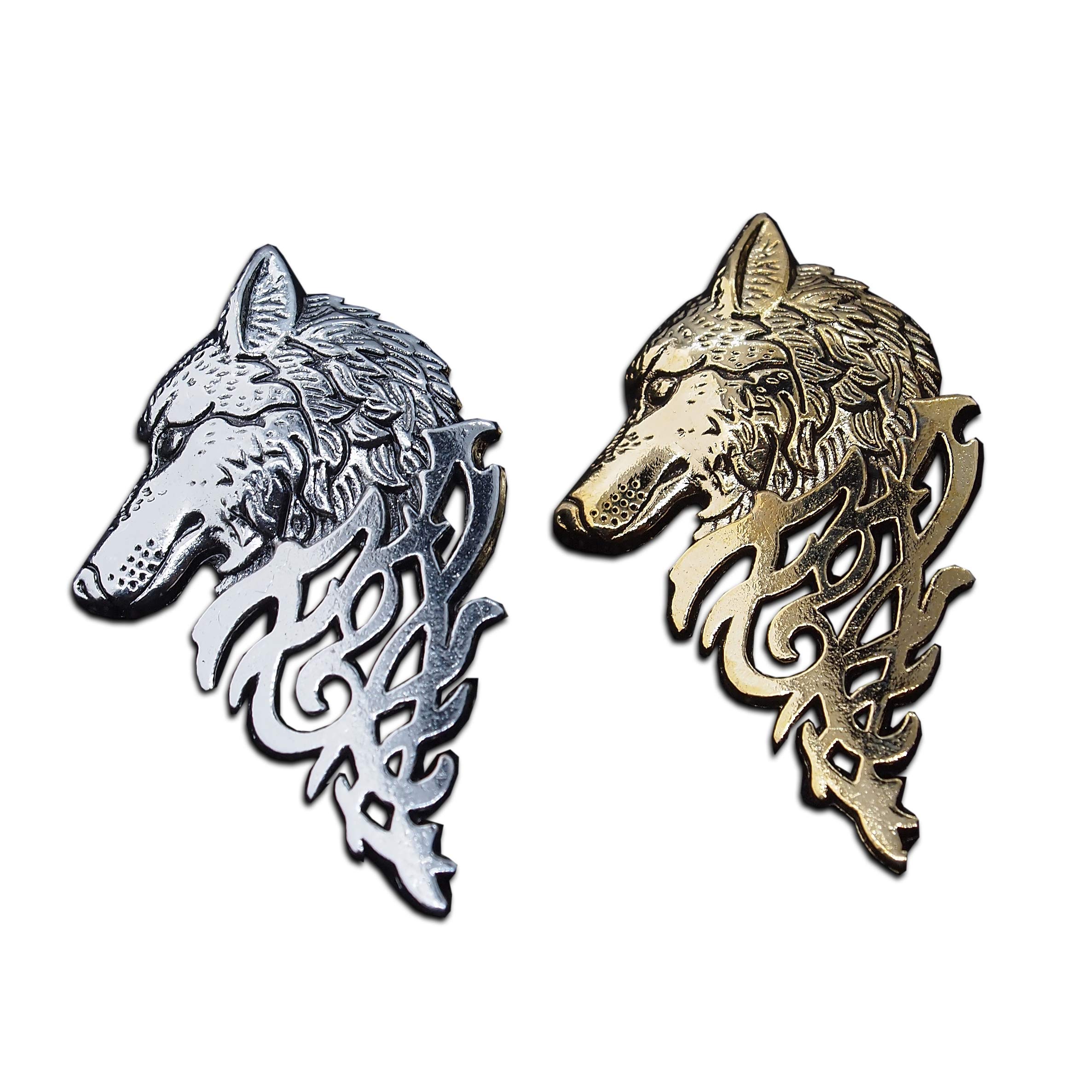 Seraphis Wolf Head Badge Set of 2 Brooch Lapel Pin Winter Wolves Fantasy Gift