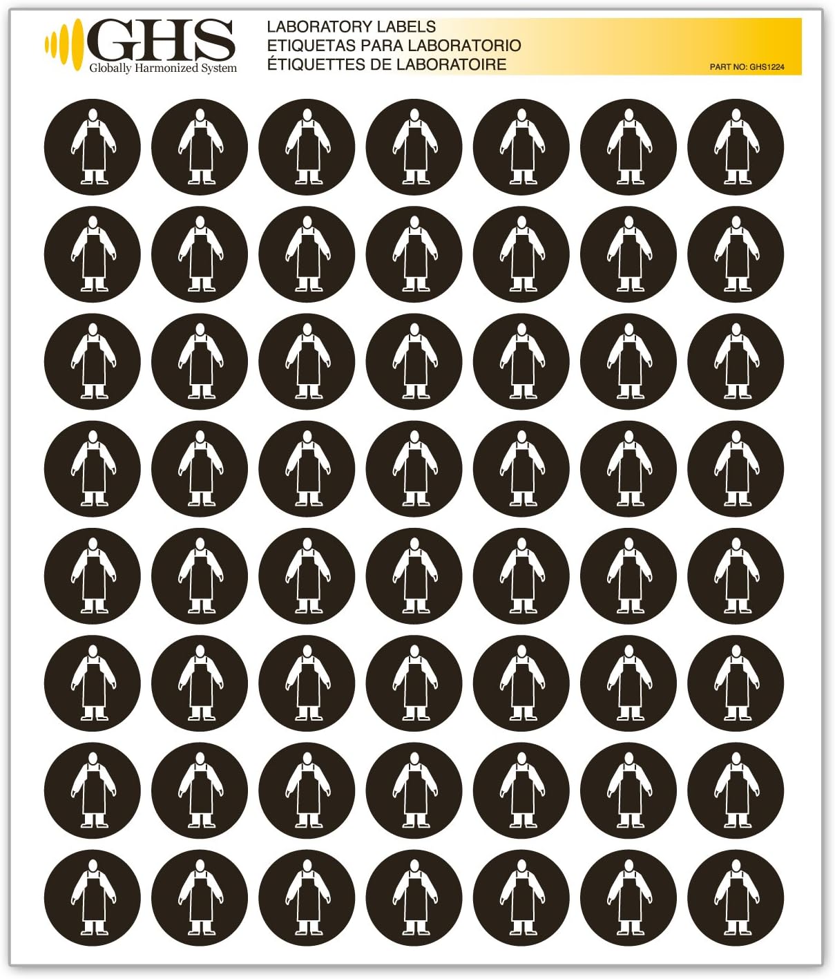 GHS/HazCom 2012: PPE Pictogram Labels, Apron, 1" each (Pack of 1120)