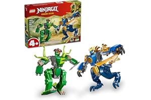 LEGO NINJAGO Jay's Dragon Mech Fight Building Toy - Pretend Play Set for Boys & Girls, Ages 4+ - Includes 2 Minifigures - Gif