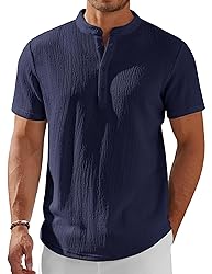COOFANDY Men's Summer Henley Shirt Short Sleeve