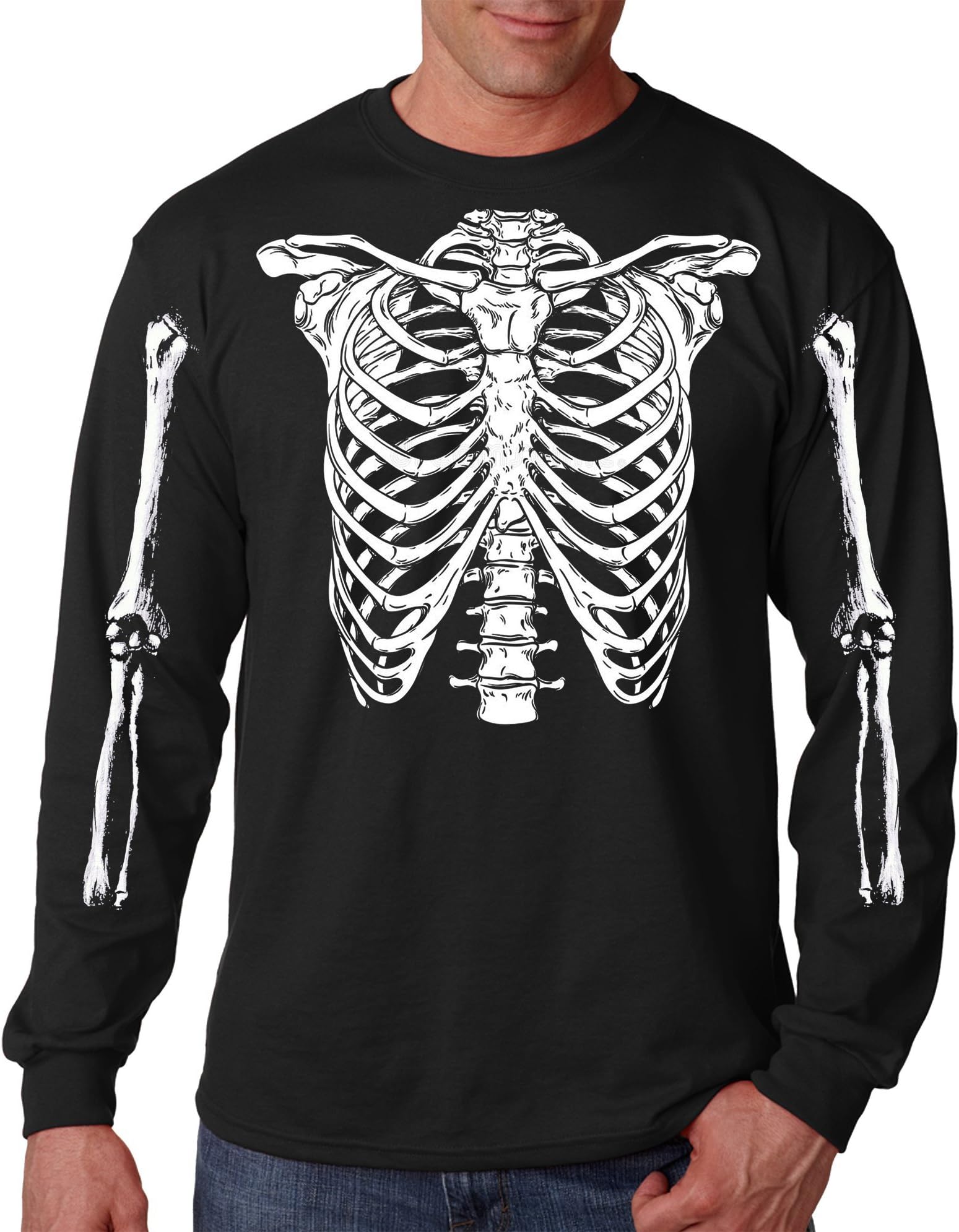 iApparel Halloween Skeleton Rib Cage Easy Costume T-Shirt Long Sleeve
