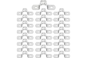 Nayciiy 25pcs M12 304 Stainless Steel Rigid Pipe Strap Two Hole Cable Strap u Bracket Pipe Clamps Heavy Duty Pipe Fasten Holder for Tube, Pipe or Wire Cord Installation (25, 12MM（1/2"）)