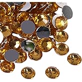 2000 Pcs Flat Back Crystal AB Flatback Rhinestones Round Glass Gems Beads Diamond for Nail Art,Craft Decorations,Clothes Shoes DIY (Gold, 4mm)