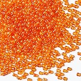 Bulk 4mm Orange-AB Seed Beads for Jewelry Making 110 Grams About 1600pcs,6/0 Glass Craft Beads for Making Earrings, Bracelets, Pendants, Waist Jewelry, DIY Handmade Seed Beads (Orange-AB, 4mm)