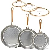 KOKHUB Tri-Ply Stainless Steel Frying Pans Set, 8"/9.5"/11" Vintage Cooking Pans with Lids, PFOA/PTFE/PFAS Free Skillet, Non-Toxic Induction Cookware, Dishwasher & Oven Safe, All Cooktops Compatible
