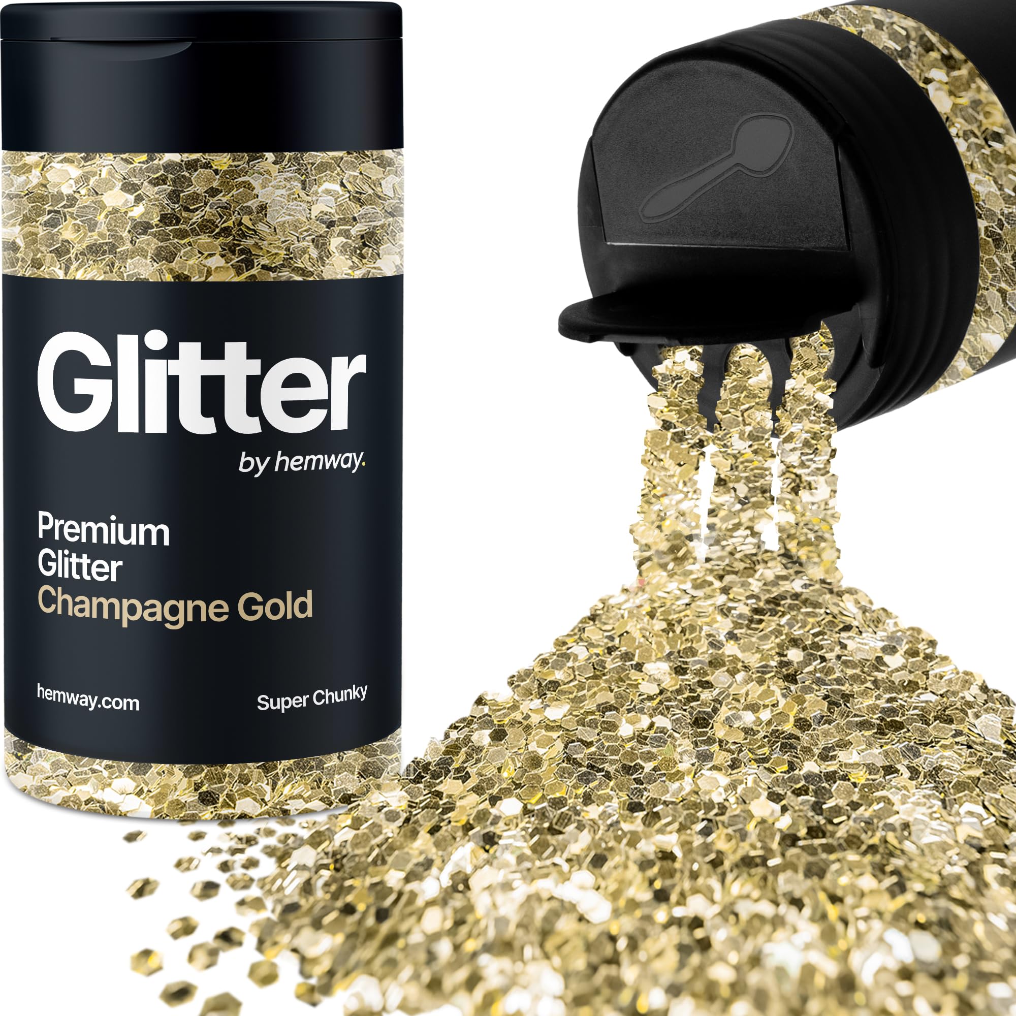 Champagne Gold Glitter Shaker, 130g Super Chunky Glitter, Crafts 1/8" Metallic Flake Champagne Gold Sequins, Resin & Epoxy Crafts, Decorating, Halloween, Christmas Nail, Face, Hemway