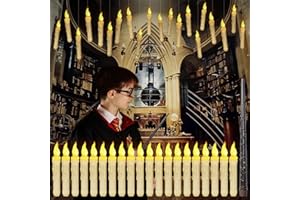ARLBA 20 Pack Halloween Decorations -Floating Candles with Wand Remote, Christmas Magic Hanging Candles, Flameless Flickering Light Floating LED Candle for Harry Potter Party Ceiling Witch Decor Kids Gift
