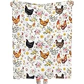 Shishiimo Chicken Flowers Blanket-Chicken Gift for Kids Men Women-Soft Flannel Lightweight Blanket for Sofa Bed Birthday Festival Camping Outdoors 40"x50" for Kids Children