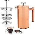 Mixpresso Stainless Steel French Press Coffee Maker 26 Oz 770 Ml Double Wall Metal Insulation Coffee Press & Tea Brewer Easy Clean & Easy Press, Strong Quality Coffee Press, Copper Small French Press