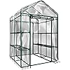 Plant Large Walk in Greenhouse with Clear Cover - 12 Shelves Stands 3 Tiers Racks - Herb and Flower Garden Green House