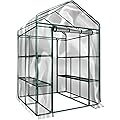 Plant Large Walk in Greenhouse with Clear Cover - 12 Shelves Stands 3 Tiers Racks - Herb and Flower Garden Green House