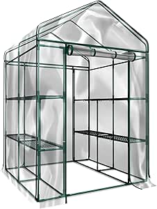 Home-Complete HC-4202 Walk-In Greenhouse- Indoor Outdoor with 8 Sturdy Shelves-Grow Plants, Seedlings, Herbs, or Flowers In Any Season-Gardening Rack