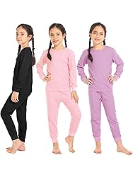 Resinta 3 Sets Girls Waffle Thermal Underwear Set