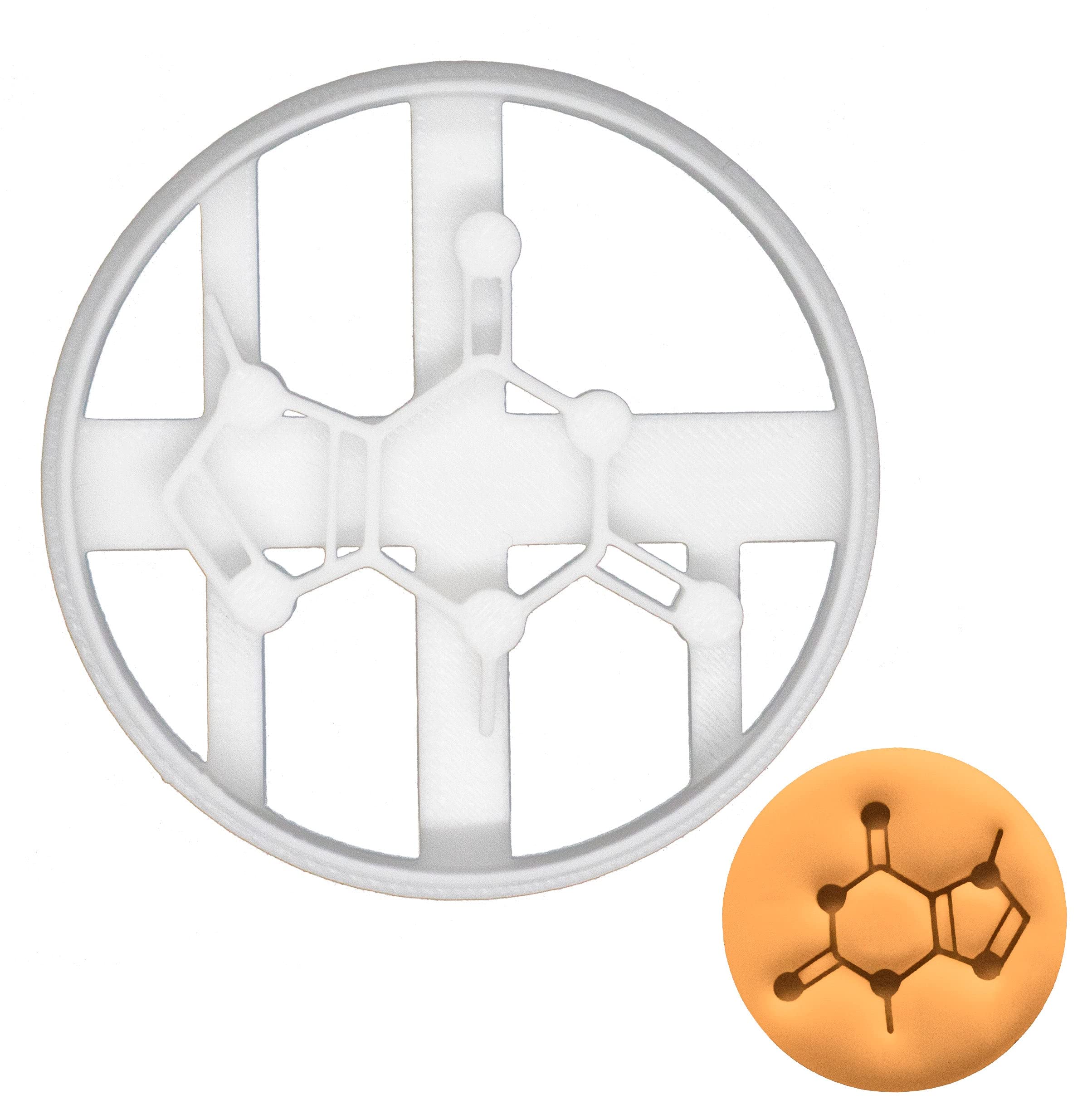 BAKERLOGY Theobromine Molecule Cookie Cutter - Detailed Biscuit Cutter Design for Baking and Crafts, Ideal on Fondant, Dough, Clay