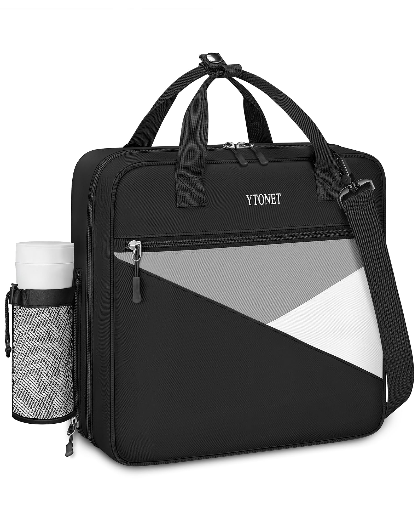 Photo 1 of Ytonet Zipper Binder Bag, 2 Inch 3 Ring Binder with Zipper Fit 14 Inch Laptop, 500 Sheets Capacity Zippered Binders with Shoulder Strap & Removable O-Ring Pad for Middle School Students, Black & Grey