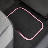 Sakura Pastel Black Carpet Floor Mats Pink Trim Full Set 4 Universal Fit view 4