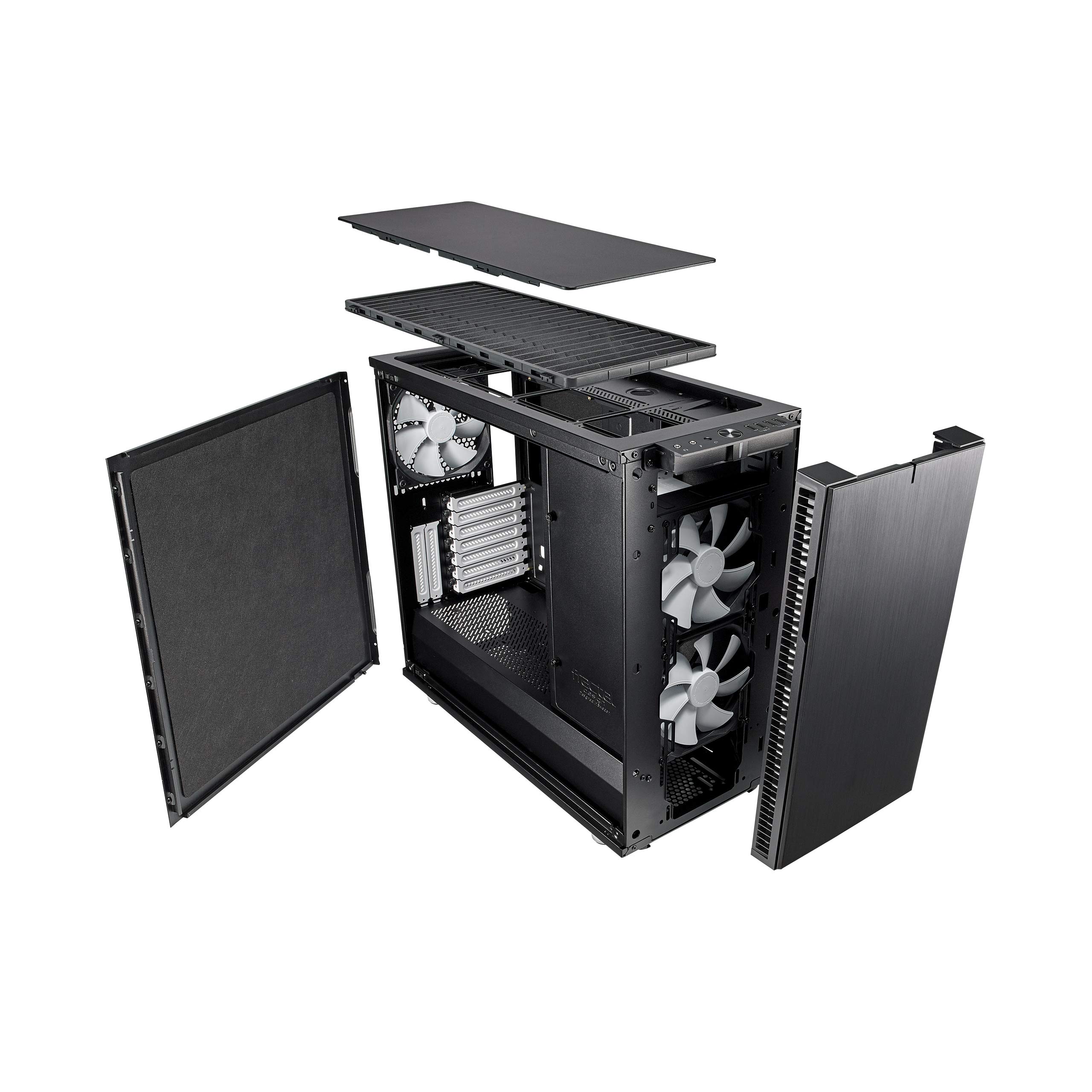 Fractal Design Define R6 - ミッドタワーコンピュータケース - ATX - ModuVentテクノロジーによる高通気と静音コンピューティングに最適化 - PSUシュラウド - モジュラーインテリア - 水冷対応 - ブラック。