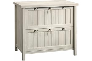 Sauder Costa 2 Drawer Lateral File Cabinet with Lock for Home Office, in Chalked Chestnut
