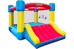 NBSPORT Inflatable Bounce House for Kids Ages 3-8 - Largest 6.7'x8.4' Jump Zone, Big Kids Bouncer Castle with Slide | Blower Included | Backyard Party & Birthday Gift