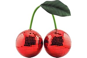 YEEHLMER Disco Ball Cherry Disco Mirror Ball Hanging Reflects Light for DJ Club Stage Bar Party Wedding Holiday Decoration Home Cherry Decor (3.9‘’, Red)