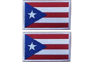 EmWoot 2PCS Puerto Rico Flag Patch Embroidered Morale Patch Military Tactical Patches Hook and Loop(Red)