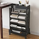 COAVODQ Book Cart with Wheels Mobile Bookshelf
