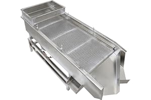 INTBUYING Straight Vibrating Sieve Screen Shaker Electric Linear Sifter Machine Stainless Steel Two Layers Two Motors 8mm 6mm