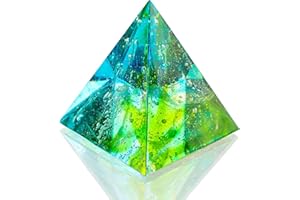 KRISININE Green Crystal Pyramid,Orgone Pyramid for Positive Energy, Pyramids Figurine for Home Office Decor,Pyramid Paperweight to Decorate Your Desk