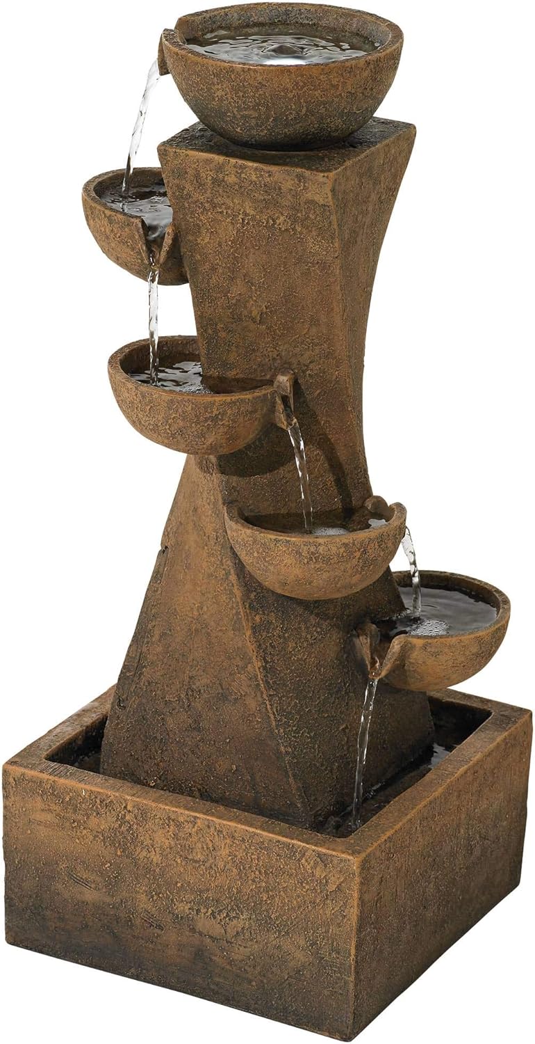 John Timberland Cascading Bowls Rustic Outdoor Floor Water Fountain with Light LED 27 1/2" High for Yard Garden Patio Deck Home: Home & Kitchen