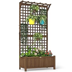Outsunny Wood Planter with Trellis for Climbing
