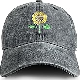 Sunflower Aadjustable Hat Smile Flower Baseball Cap 3D Embroidered Hats for Women Sun Hat